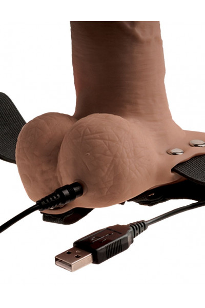 Кофейный перезаряжаемый вибрострапон 6 Hollow Rechargeable Strap-On Remote - 17,5 см. Кофейный перезаряжаемый вибрострапон 6 Hollow Rechargeable Strap-On Remote - 17,5 см.