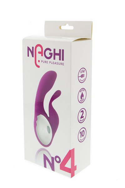 Фиолетовый вибратор с клиторальным отростком NAGHI NO.4 - 13,5 см. Фиолетовый вибратор с клиторальным отростком NAGHI NO.4 - 13,5 см.