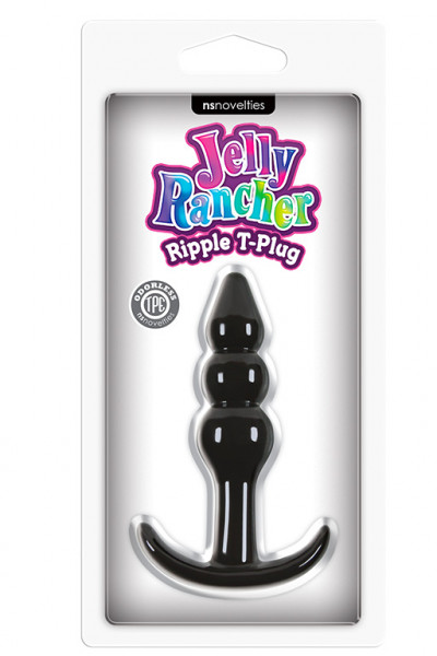 Чёрная анальная пробка Jelly Rancher T-Plug Ripple - 10,9 см. Чёрная анальная пробка Jelly Rancher T-Plug Ripple - 10,9 см.