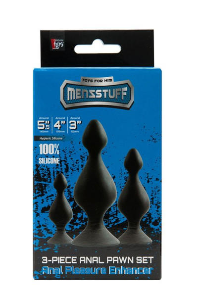 Набор из 3 чёрных анальных силиконовых втулок MENZSTUFF 3-PIECE ANAL PAWN SET Набор из 3 чёрных анальных силиконовых втулок MENZSTUFF 3-PIECE ANAL PAWN SET
