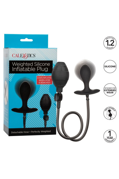 Черная расширяющаяся анальная пробка Weighted Silicone Inflatable Plug M Черная расширяющаяся анальная пробка Weighted Silicone Inflatable Plug M