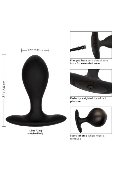Черная расширяющаяся анальная пробка Weighted Silicone Inflatable Plug M Черная расширяющаяся анальная пробка Weighted Silicone Inflatable Plug M