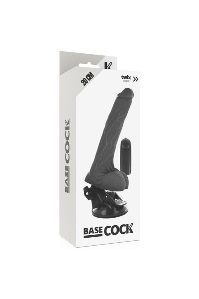 Черный вибромассажер на мощной присоске Basecock Realistic Vibrator - 20 см. Черный вибромассажер на мощной присоске Basecock Realistic Vibrator - 20 см.
