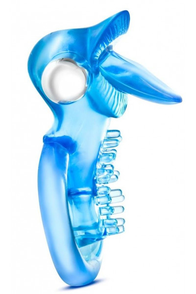 Голубое эрекционное виброкольцо 10 Function Vibrating Tongue Ring Голубое эрекционное виброкольцо 10 Function Vibrating Tongue Ring