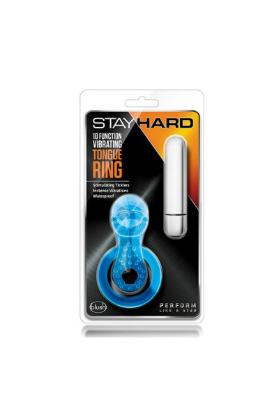 Голубое эрекционное виброкольцо 10 Function Vibrating Tongue Ring Голубое эрекционное виброкольцо 10 Function Vibrating Tongue Ring