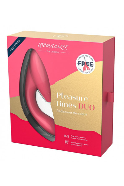 Розовый стимулятор Womanizer DUO с вагинальным отростком Розовый стимулятор Womanizer DUO с вагинальным отростком
