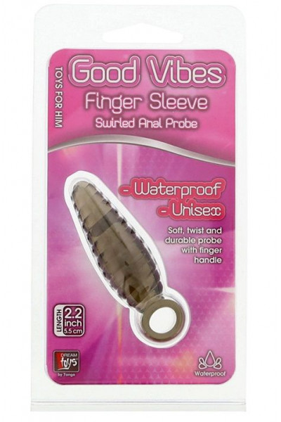 Дымчатый массажер со спиралевидным рельефом GOOD VIBES FINGER SLEEVE ANAL PROBE - 6 см. Дымчатый массажер со спиралевидным рельефом GOOD VIBES FINGER SLEEVE ANAL PROBE - 6 см.