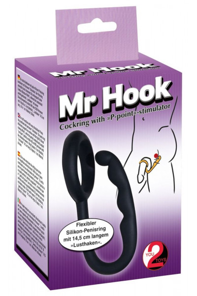 Эрекционное кольцо с анальным стимулятором Mr Hook Эрекционное кольцо с анальным стимулятором Mr Hook