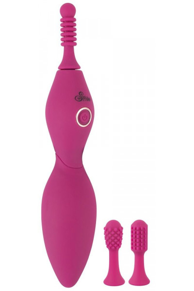 Ярко-розовый клиторальный вибратор с 3 насадками Spot Vibrator with 3 Tips - 17,9 см. Ярко-розовый клиторальный вибратор с 3 насадками Spot Vibrator with 3 Tips - 17,9 см.