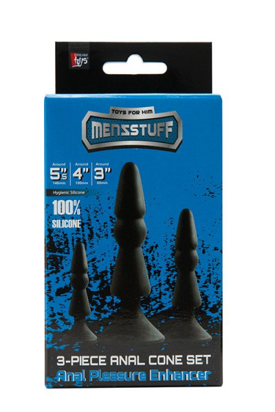 Набор из черных анальных силиконовых втулок MENZSTUFF 3-PIECE ANAL CONE SET Набор из черных анальных силиконовых втулок MENZSTUFF 3-PIECE ANAL CONE SET