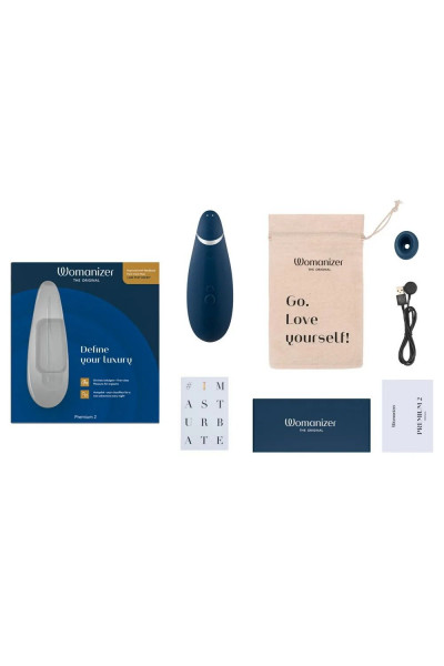 Синий клиторальный стимулятор Womanizer Premium 2 Синий клиторальный стимулятор Womanizer Premium 2