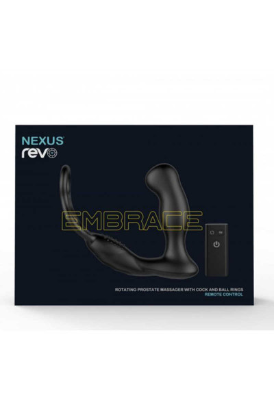 Черный вибромассажер простаты REVO Embrace с эрекционным кольцом Черный вибромассажер простаты REVO Embrace с эрекционным кольцом