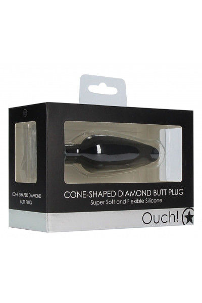 Черная анальная пробка Cone-Shaped Diamond Butt Plug - 9 см. Черная анальная пробка Cone-Shaped Diamond Butt Plug - 9 см.