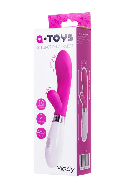 Розовый силиконовый вибратор с клиторальным стимулятором A-Toys Mady - 20,4 см. Розовый силиконовый вибратор с клиторальным стимулятором A-Toys Mady - 20,4 см.