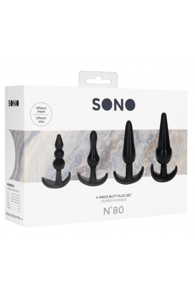 Набор из 4 черных анальных пробок N80 4-Piece Butt Plug Set Набор из 4 черных анальных пробок N80 4-Piece Butt Plug Set
