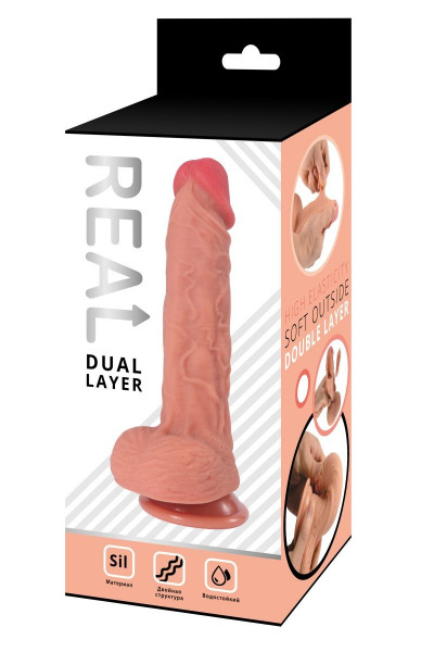 Телесный реалистичный фаллоимитатор Real Dual Layer - 23 см. Телесный реалистичный фаллоимитатор Real Dual Layer - 23 см.
