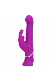 Фиолетовый вибратор с клиторальным стимулятором Beaded G-Spot Rechargeable Rabbit Vibrator - 24 см.