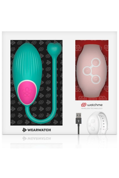 Зеленое виброяйцо с нежно-розовым пультом-часами Wearwatch Egg Wireless Watchme Зеленое виброяйцо с нежно-розовым пультом-часами Wearwatch Egg Wireless Watchme