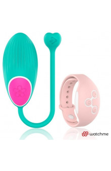 Зеленое виброяйцо с нежно-розовым пультом-часами Wearwatch Egg Wireless Watchme