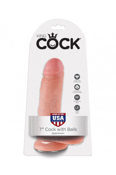 Телесный фаллоимитатор с мошонкой 7 Cock with Balls на присоске - 18 см. Телесный фаллоимитатор с мошонкой 7 Cock with Balls на присоске - 18 см.