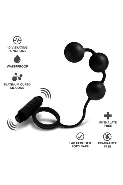 Черная анальная цепочка с эрекционным виброкольцом Silicone Anal Beads with Vibrating C-Ring Черная анальная цепочка с эрекционным виброкольцом Silicone Anal Beads with Vibrating C-Ring