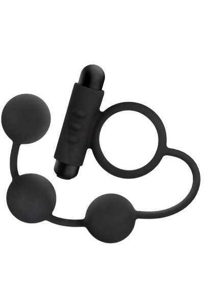 Черная анальная цепочка с эрекционным виброкольцом Silicone Anal Beads with Vibrating C-Ring Черная анальная цепочка с эрекционным виброкольцом Silicone Anal Beads with Vibrating C-Ring