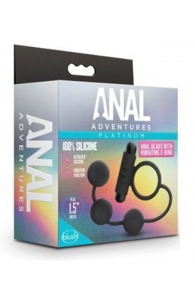 Черная анальная цепочка с эрекционным виброкольцом Silicone Anal Beads with Vibrating C-Ring Черная анальная цепочка с эрекционным виброкольцом Silicone Anal Beads with Vibrating C-Ring