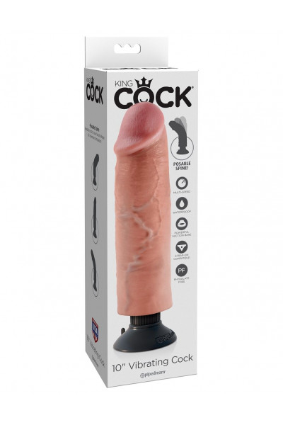 Телесный вибратор со съемной присоской 10 Vibrating Cock - 25,4 см. Телесный вибратор со съемной присоской 10 Vibrating Cock - 25,4 см.