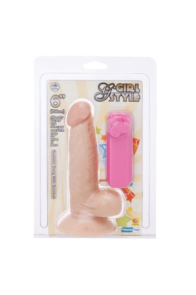 Реалистичный вибромассажёр с присоской и выносным пультом G-GIRL STYLE 6INCH VIBRATING DONG - 15,2 см. Реалистичный вибромассажёр с присоской и выносным пультом G-GIRL STYLE 6INCH VIBRATING DONG - 15,2 см.
