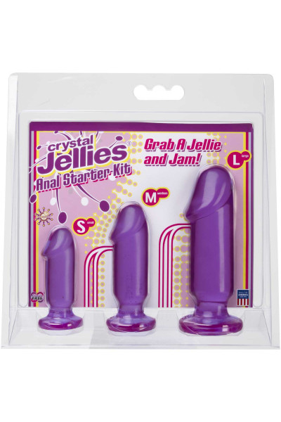 Набор из трех фиолетовых анальных фаллоимитаторов Crystal Jellies Anal Starter Kit Набор из трех фиолетовых анальных фаллоимитаторов Crystal Jellies Anal Starter Kit