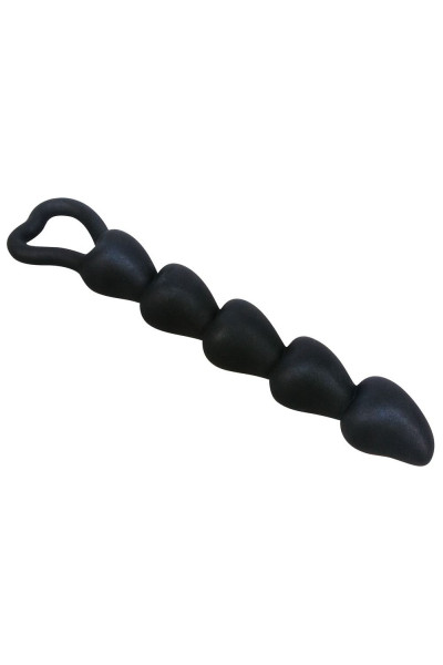 Чёрная анальная цепочка с звеньями-сердечками Black Velvet - 18,5 см. Чёрная анальная цепочка с звеньями-сердечками Black Velvet - 18,5 см.