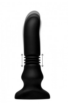 Черный фрикционный вибратор Silicone Vibrating Thrusting Plug with Remote Control - 17,1 см.