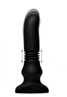 Черный фрикционный вибратор Silicone Vibrating Thrusting Plug with Remote Control - 17,1 см.