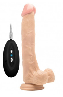 Телесный вибратор-реалистик Vibrating Realistic Cock 10 With Scrotum - 27 см.