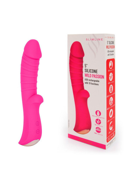 Ярко-розовый вибромассажер 5 Silicone Wild Passion - 19,1 см. Ярко-розовый вибромассажер 5 Silicone Wild Passion - 19,1 см.
