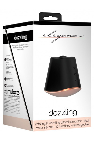 Черный клиторальный стимулятор Dazzling с вибрацией и ротацией - 6,7 см. Черный клиторальный стимулятор Dazzling с вибрацией и ротацией - 6,7 см.