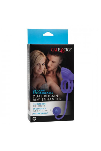 Фиолетовое эрекционное кольцо с утяжелителем Silicone Rechargeable Dual Rockin Rim Enhancer Фиолетовое эрекционное кольцо с утяжелителем Silicone Rechargeable Dual Rockin Rim Enhancer