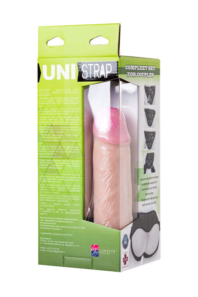 Страпон с 2 насадками и вибрацией UniStrap - 19 и 12 см. Страпон с 2 насадками и вибрацией UniStrap - 19 и 12 см.
