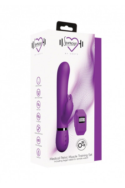 Фиолетовый вибромассажер-кролик Kegel Rabbit с браслетом - 22,5 см. Фиолетовый вибромассажер-кролик Kegel Rabbit с браслетом - 22,5 см.
