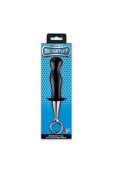 Чёрный анальный плаг PLUG WITH PLATED HANDLE Чёрный анальный плаг PLUG WITH PLATED HANDLE