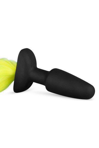 Черная анальная пробка с желтым хвостом Butt Plug With Tail Черная анальная пробка с желтым хвостом Butt Plug With Tail