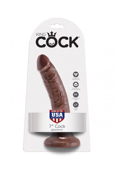 Коричневый фаллоимитатор с присоской 7 Cock - 17,8 см. Коричневый фаллоимитатор с присоской 7 Cock - 17,8 см.