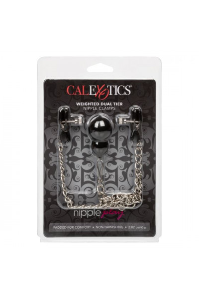 Зажимы для сосков с серебристой цепочкой и утяжелителем Weighted Dual Tier Nipple Clamps Зажимы для сосков с серебристой цепочкой и утяжелителем Weighted Dual Tier Nipple Clamps