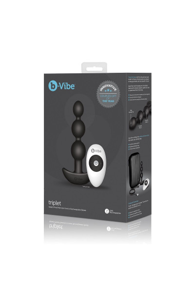 Чёрная анальная виброёлочка TRIPLET ANAL BEADS BLACK - 14 см. Чёрная анальная виброёлочка TRIPLET ANAL BEADS BLACK - 14 см.