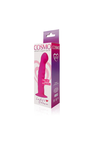 Розовый фаллоимитатор с ребристой поверхностью Cosmo - 14 см. Розовый фаллоимитатор с ребристой поверхностью Cosmo - 14 см.