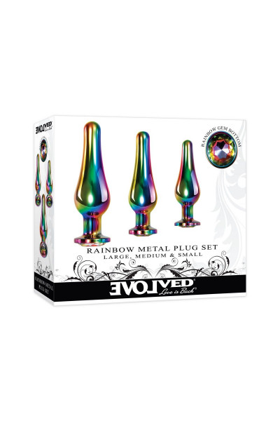 Набор из 3 радужных анальных пробок Rainbow Metal Plug Set Набор из 3 радужных анальных пробок Rainbow Metal Plug Set