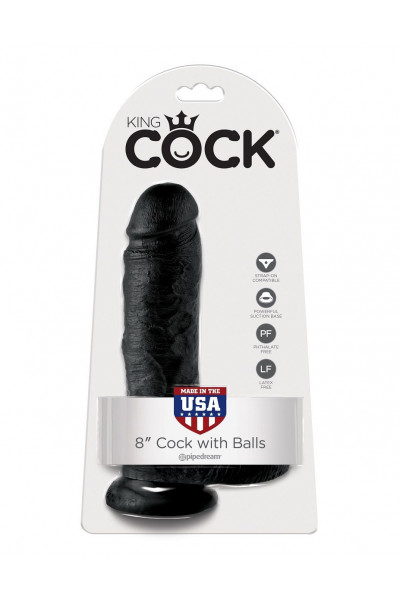 Чёрный фаллоимитатор 8 Cock with Balls - 21,3 см. Чёрный фаллоимитатор 8 Cock with Balls - 21,3 см.