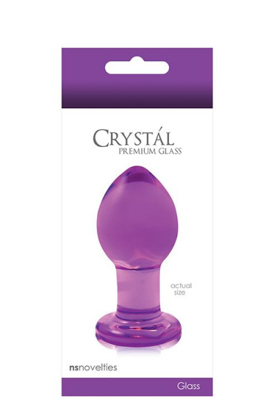 Фиолетовая стеклянная анальная пробка Crystal Medium - 7,6 см. Фиолетовая стеклянная анальная пробка Crystal Medium - 7,6 см.