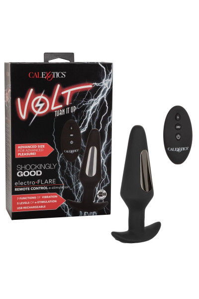 Черная анальная пробка с электростимуляцией Volt Electro-Flare - 14,5 см. Черная анальная пробка с электростимуляцией Volt Electro-Flare - 14,5 см.