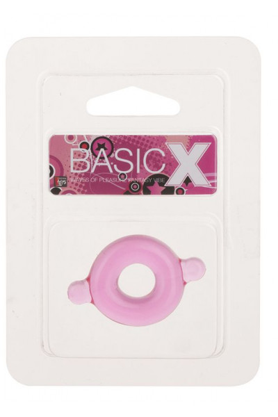 Розовое эрекционное кольцо с ушками для удобства надевания BASICX TPR COCKRING PINK Розовое эрекционное кольцо с ушками для удобства надевания BASICX TPR COCKRING PINK